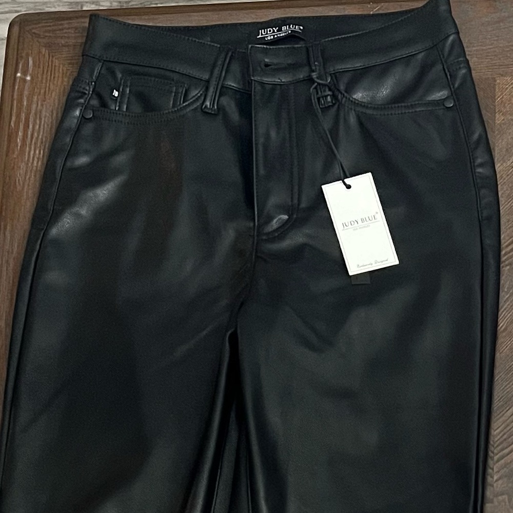 Judy Blue faux leather black, straight leg pants NEW with tags, high waisted